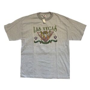 Vintage Las Vegas Shirt XL Gray Striped  90s‎ Souvenir